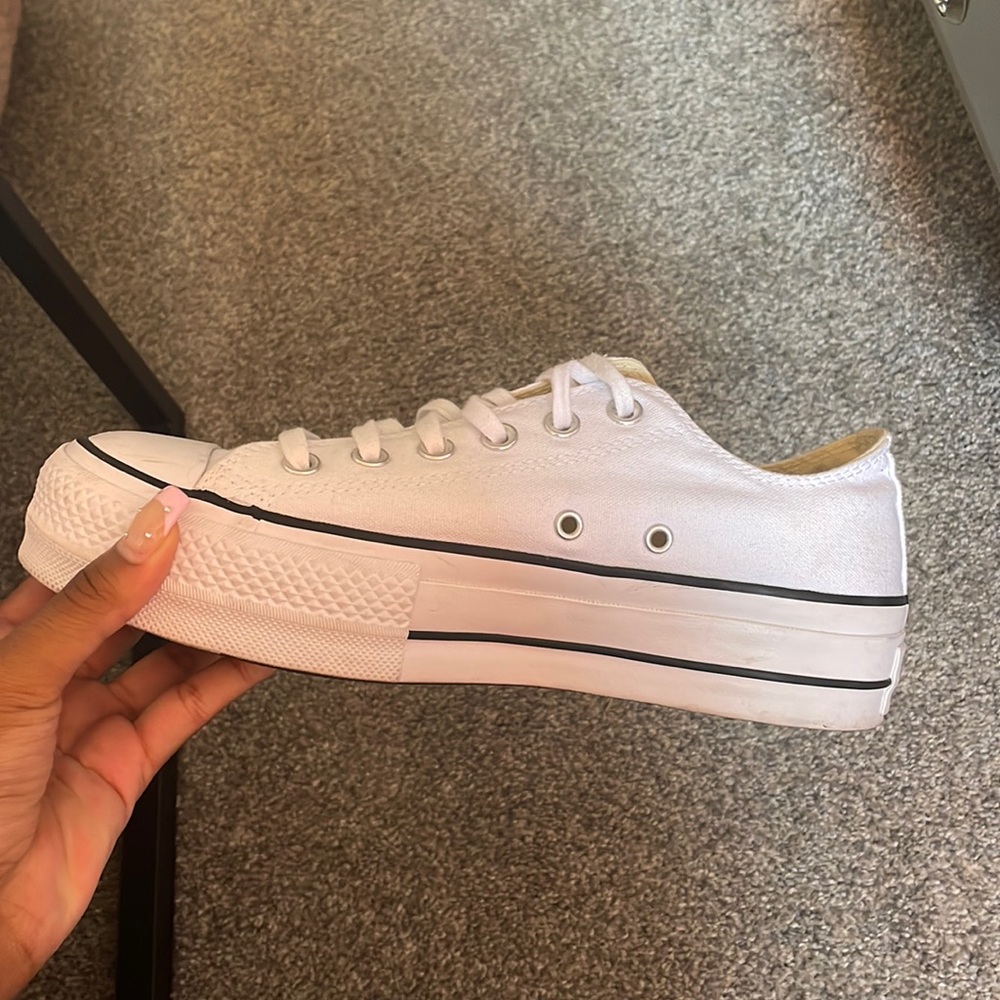 White low top platform converse
